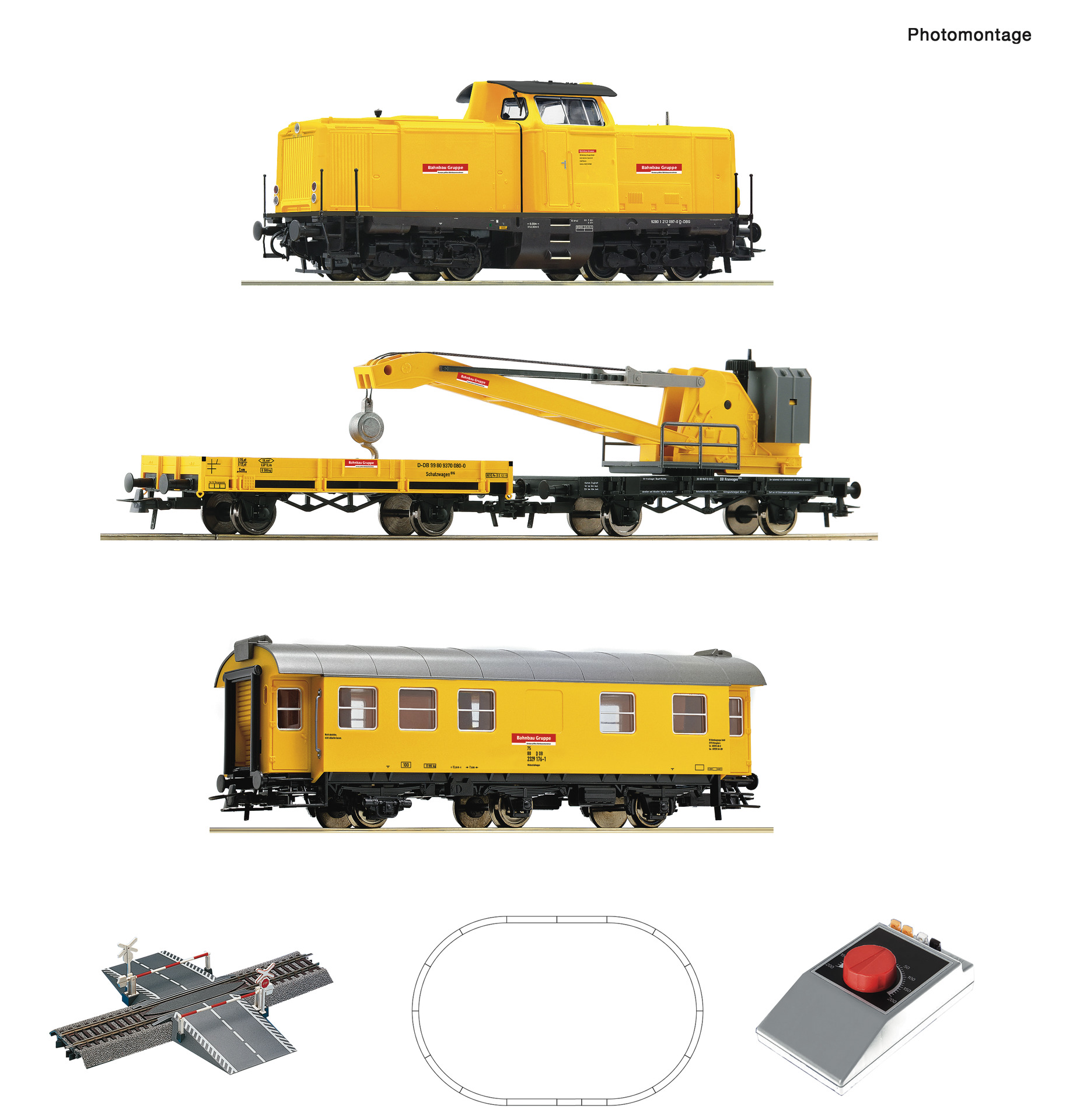 Roco 5100002 Analog Start Set: Diesellokomotive BR 212 mit Kranzug, DB 